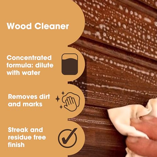 Furniture Clinic 8.5oz Natural Oak Wood Stain + 250ml Wood Cleaner | Water Based | Fast Drying, Low Odor, & Non-Toxic | for Indoor & Outdoor Furniture and More