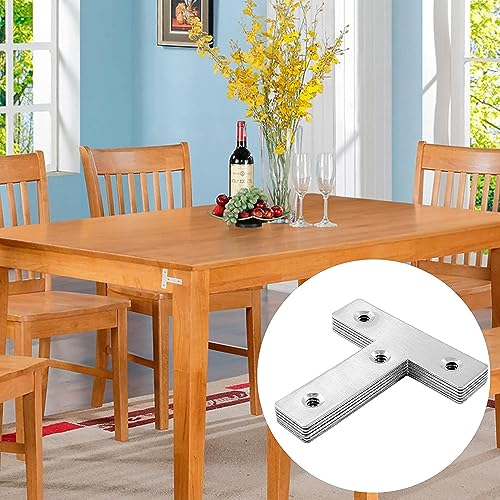 10Pcs T Shape Flat Mending Plates 60mmx60mm (2.36" x 2.36") T Corner Braces T Bracket Connector Fixing Repair Plates for Furniture with 40Pcs Screws , Silver (60x60mm(2.36"x2.36")) - size: 60x60mm(2.36"x2.36")
