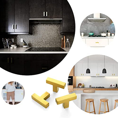 Ravinte 10 Pack Gold Square Bar Cabinet Knobs 2 Inch Kitchen Handles - color: Gold
