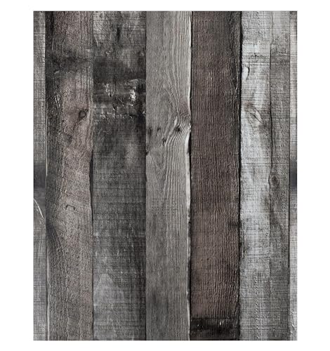 Yun-aeon Natural Wood-Dark Grey Contact Paper Peel and Stick Wallpaper - color: Natural Wood-Dark Grey, size: 17.3" x 400"