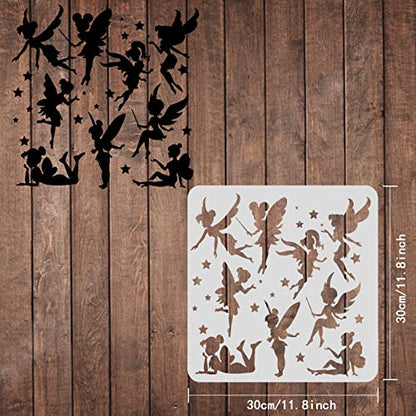 FINGERINSPIRE Little Fairy Drawing Painting Stencils Template 11.8x11.8inch - color: Little fairy