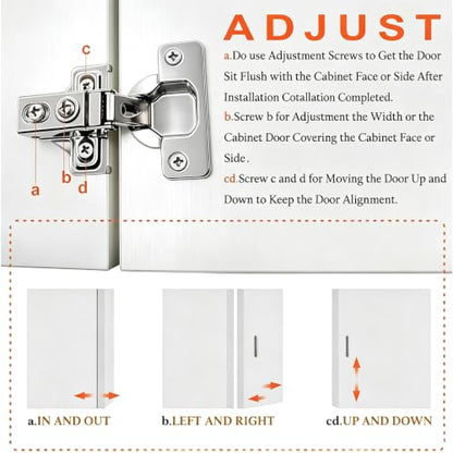 BESTEEL 24 Pack 1/2 inch Overlay Soft Close Cabinet Door Hinges for Kitchen Cabinet Hinges, 100 Degree Opening Angel, Stainless Concealed Kitchen Cabinets Hinge Self Closing with Drilling Tool &Manual - size: 24 PCS