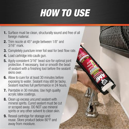 DAP AMP Kitchen and Bath Sealant, White, 9 Oz (7079800762)