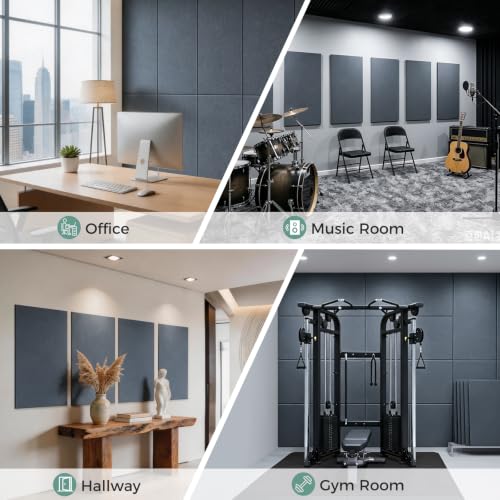 TO-TH Sound Absorbing Panels Self-Adhesive Acoustic Wall Panel 4 Pack, Gray - color: Gray, size: 4 Pack