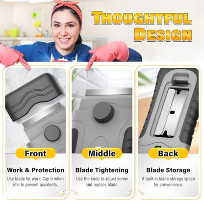 DIYSELF 2 Pack Paint Scraper Tool with 30 Razor Blades, Stove Top Cleaner Tools - color: Gray, size: 2 Pack