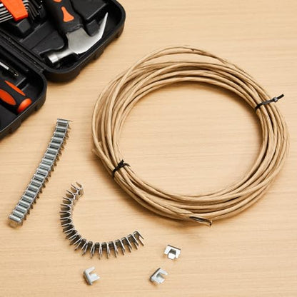 Upholstery Stay Wire Kit, 40ft Paper Wrapped Wire 9 Gauge with 80 Clips - size: 40ft