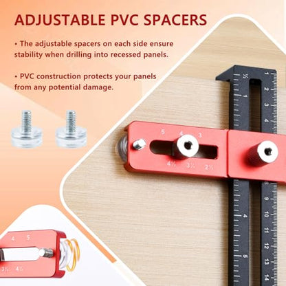 Cabinet Hardware Doweling Jig, Adjustable Cabinet Handle Template Tool, Cabinet Template Tool for Knobs, Handles and Pulls, Drill Guide Tools Kit for Woodworking Drawer Cabinet Installation