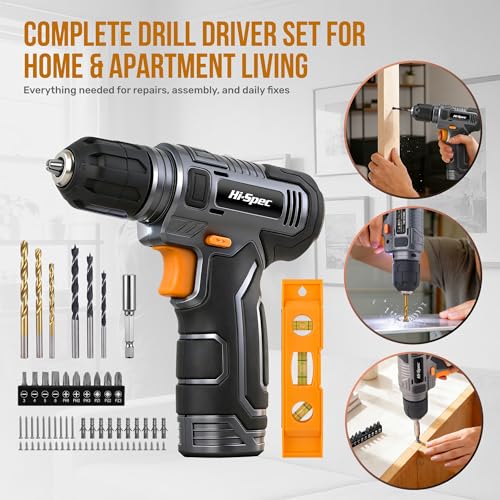 Hi-Spec 8V USB Power Drill Driver Bit Set with Hanging Kit for DIY, Gray - color: Gray, size: 75PCS