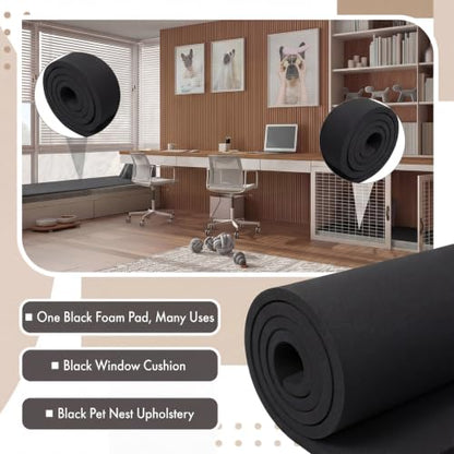 Amylove 1 Pack Upholstery Foam Sheet, 1/4" X 24" X 72",Black - color: Black, size: 1/4" X 24" X 72"