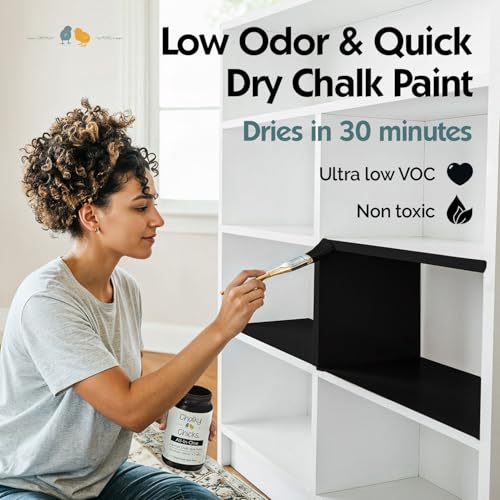 Chalky Chicks Starless Night 4 Fl Oz Chalk Paint for Furniture All in One - color: Starless Night (Black), size: 4 Fl Oz (Pack of 1)