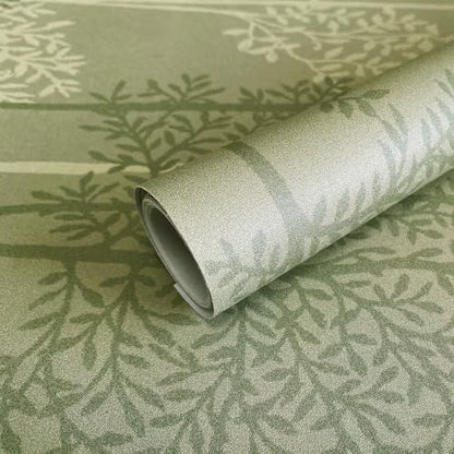 JiffDiff Dark Green Peel and Stick Wallpaper Self Adhesive 17.3" X 120" - color: Green, size: 17.3" x 120"