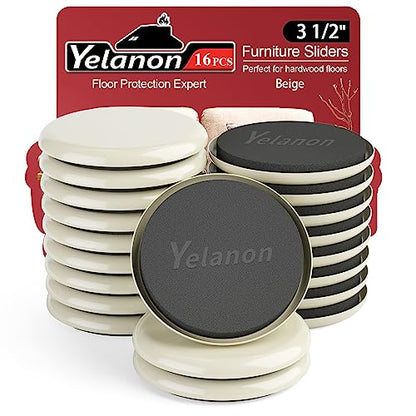 Furniture Sliders for Carpet - Yelanon 16 PCS 3.5" Furniture Moving Pads - size: 16pcs Beige 3.5"
