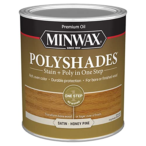 Minwax PolyShades Wood Stain + Polyurethane Finish – Quart, Honey Pine, Satin - color: Honey Pine, size: 1 Quart, style: Satin