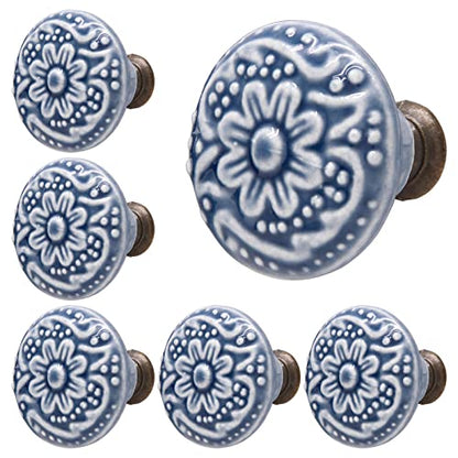 Piutouyar Light Blue Ceramic Knobs, 34mm / 1.3 Inch, 10Pcs - color: Light Blue, size: 10 Pieces
