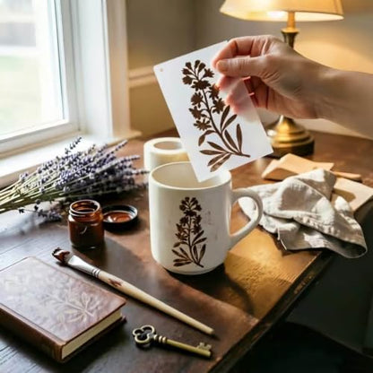 Flower Stencils for Painting, Reusable Floral Wall & Furniture Stencils - size: 6inx 3in