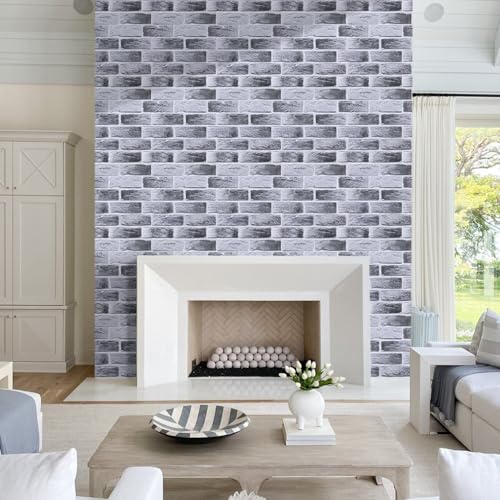 Commomy 3D Wall Panels Peel and Stick Faux Brick 10 Pcs 11.8" x 11.8" - color: Brick-MR
