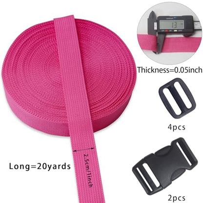Rose 1 inch Webbing Strap Kit for DIY Crafts-Backpacks-20yds - color: Rose