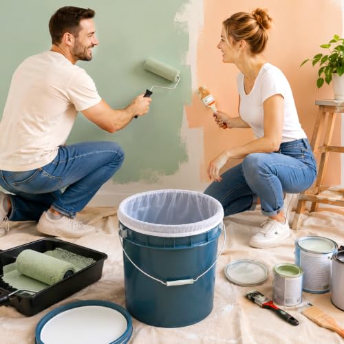 Paint Strainer Bag, 5 Gallon Paint Strainer with Elastic Top Opening White Fine Mesh Filters Bag for Paint Gardening (50)