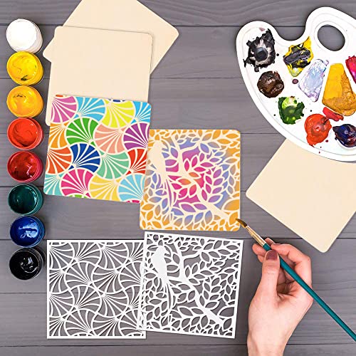 32 Pack Geometric Stencils 6 x 6 Inch Painting Templates for Scrapbooking Cookie Tile Furniture Wall Floor Decor Craft Drawing Tracing DIY Art Supplies - size: 6inch-2