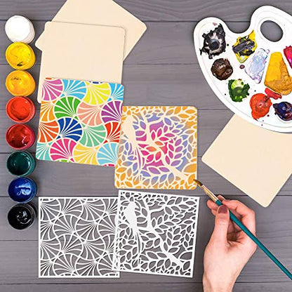 32 Pack Geometric Stencils 6 x 6 Inch Painting Templates for Scrapbooking Cookie Tile Furniture Wall Floor Decor Craft Drawing Tracing DIY Art Supplies - size: 6inch-2