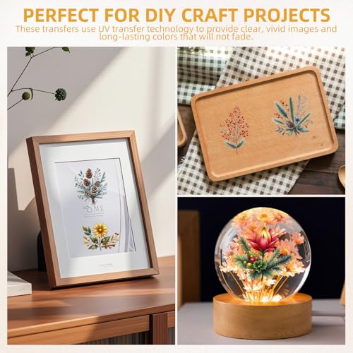 48 Sheets Rub on Transfers for Crafts and Furniture Rub on Transfer Stickers Decals for Wood,2.5 * 2.5inch (Dreamlike Wildflowers) - style: Dreamlike Wildflowers