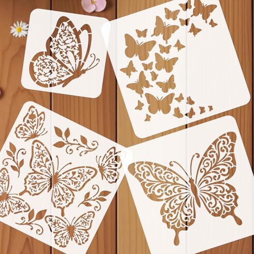 12Pcs Butterfly Stencil for Painting Reusable PET Painting Stencils Set Spring Drawing Templates for Wood Furniture Canvas Paper Fabric - color: Butterfly