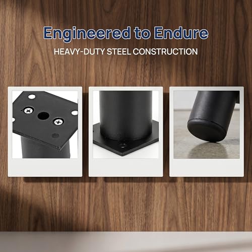 4 Pack 2 Inch Round Adjustable Aluminum Alloy Furniture Legs, Heavy Duty Cabinet Sofa Table Legs, Replacement Feet with Screws & Non-Slip Base, Black - color: Black