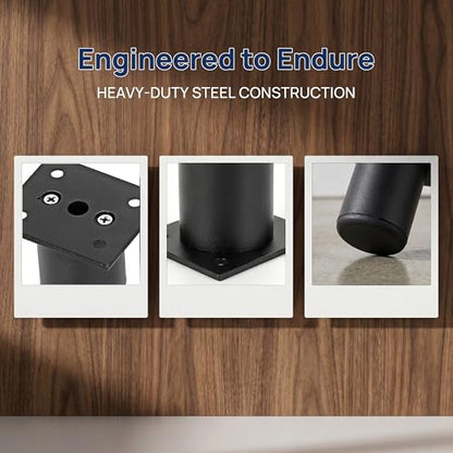 4 Pack 2 Inch Round Adjustable Aluminum Alloy Furniture Legs, Heavy Duty Cabinet Sofa Table Legs, Replacement Feet with Screws & Non-Slip Base, Black - color: Black