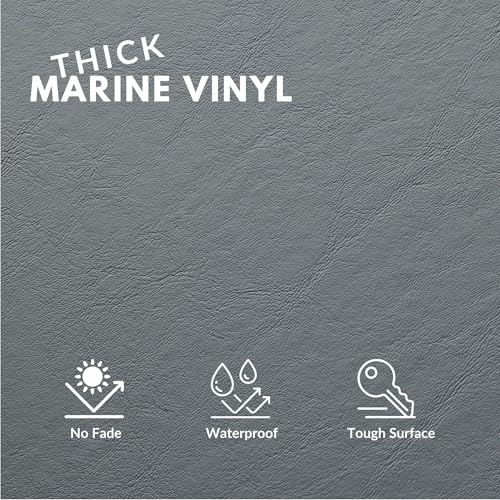 Marine Vinyl Fabric, Upholstery Faux Leather, Outdoor Boat Automotive, DIY and Crafting Pleather - Cut by The Yard (Grey) - color: Grey, size: Cut By The Yard