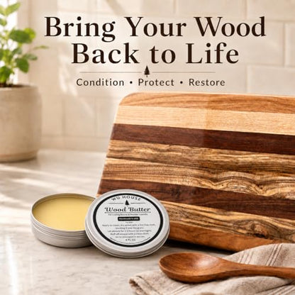 Wood Butter Cutting Board Wax, Food Grade Mineral Oil and Beeswax Conditioner for Butcher Blocks, Wooden Utensils and Serving Boards, Handmade in USA (4 FL OZ) - size: 4 Fl Oz