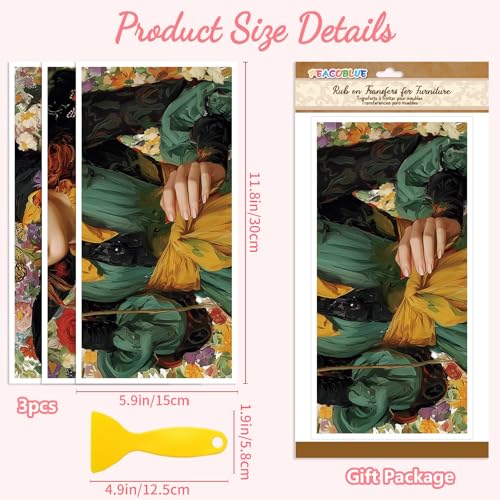 Peacoblue Witch with Flower Hat Rub On Transfers for Furniture Craft 6"x12" - style: Witch with Flower Hat