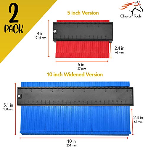 Contour Gauge Set (10-Inch Widened + 5-Inch) – Profile Measuring Tool for Flooring, Trim, Tile & Pipes