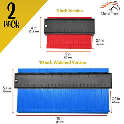 Contour Gauge Set (10-Inch Widened + 5-Inch) – Profile Measuring Tool for Flooring, Trim, Tile & Pipes