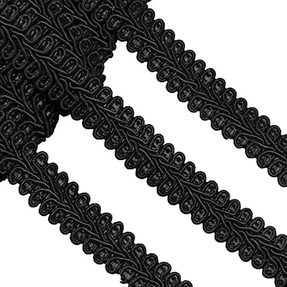 Jutom Gimp Braid Trim 1/2 Inch 20 Yard Gimp Braid Trim Decorative, Black - color: Black