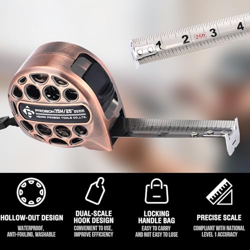 Kingdder Stainless Steel Tape Measure Carpenter Pencil Kit, Bronze, 32.8ft - color: Bronze, size: 32.8ft