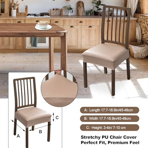 FUANGUI Dining Chair Covers Set of 2, Kitchen Chair Seat Covers - color: Pu-khaki