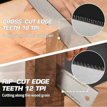 Japanese Hand Pull Saw, 7 In Ryoba Double Edge Saw of 12/18 TPI Professional Woodworking Rip, Cross & Flush Cut Tool to Help Carpenter for Achieve Soft Hard Woods Cutting Quickly Accurately - style: 7 Inch (180mm) Japanese Pull Saw