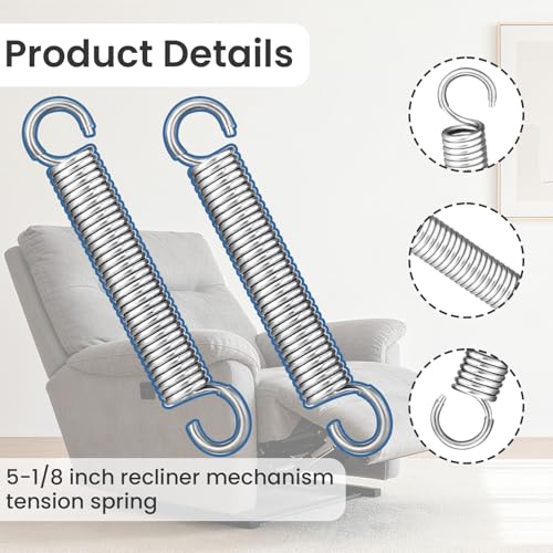 5-1/8" Stainless Steel Recliner Spring Replacement, 2 PCS - size: 5-1/8"