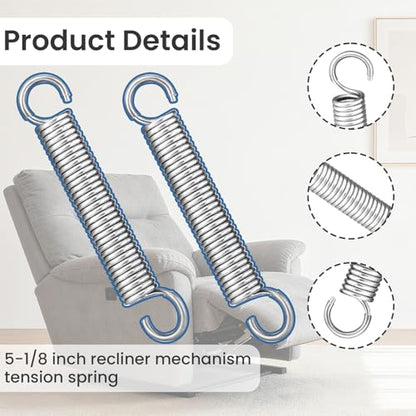 5-1/8" Stainless Steel Recliner Spring Replacement, 2 PCS - size: 5-1/8"