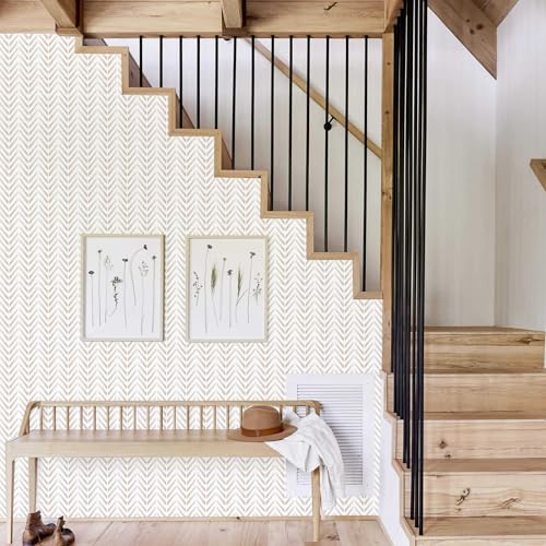 Herringbone Peel and Stick Wallpaper Boho Neutral 393in17.3in - size: 17.3" x 393"