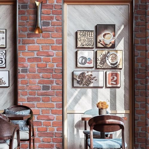 Abyssaly Red Brick Wrapping Paper Contact Paper Peel and Stick Wallpaper - color: Light Red, size: 17.7" x 118"