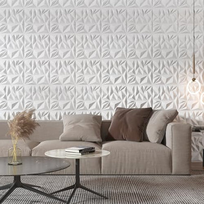 Art3d 33-Pack Modern Diamond Textured 3D Wall Panels, 12 x 12 in, White - color: White, size: 12x12 Inch 33 pcs