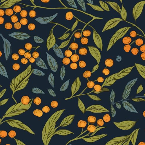 BOKEBEVE Leaf Floral Wallpaper Peel n Stick Boho Blue Orange 17.5 x 78.5In - color: Blue/Orange, size: 17.5" x 78.5"
