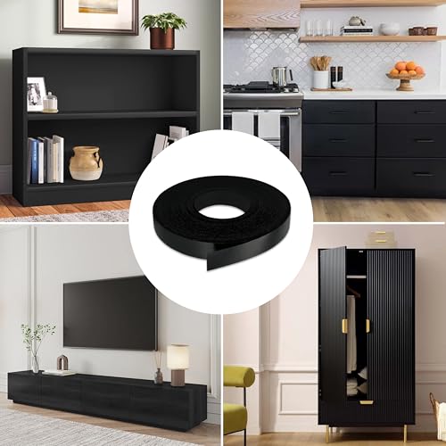 Black Edge Banding 3/4 inch x 25 ft Melamine Iron On Adhesive Edging Cabinet Repair Laminate Shelf Board Countertop Furniture Strip Wood Veneer Tape Trim Peel Stick Cabinet Molding Vinyl PVC Iron - color: Black, size: 3/4 in x 25 ft