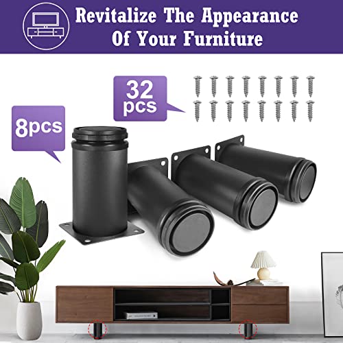 Stainless Steel Adjustable Furniture Legs 4 Inch - Black - 8pcs - color: Black, size: 4"
