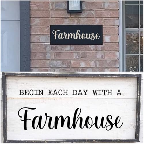 Large Farmhouse Stencils for Painting - 6 Pack Farmhouse Stencil Templates for Painting on Wood, Reusable Letter Stencils for Chalkboard Wood Crafts Signs & Home Front Door Mat Decorations - style: Farmhouse