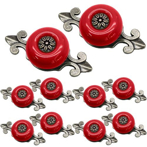 Ceramic Knobs, Red Dresser Knobs, 10pcs - color: Red, size: 10 Pieces