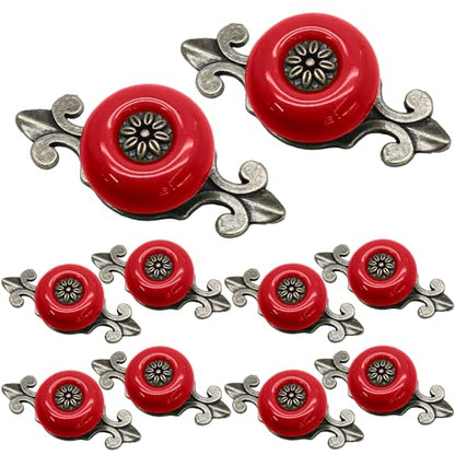 Ceramic Knobs, Red Dresser Knobs, 10pcs - color: Red, size: 10 Pieces