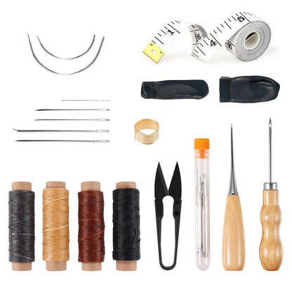 28pcs Leather Sewing Awl Thread Kit with Waxed Thread Manual Speedy Stitcher Tool，Leather Sewing Tools for DIY Leather Craft Leather Upholstery Repair Kit