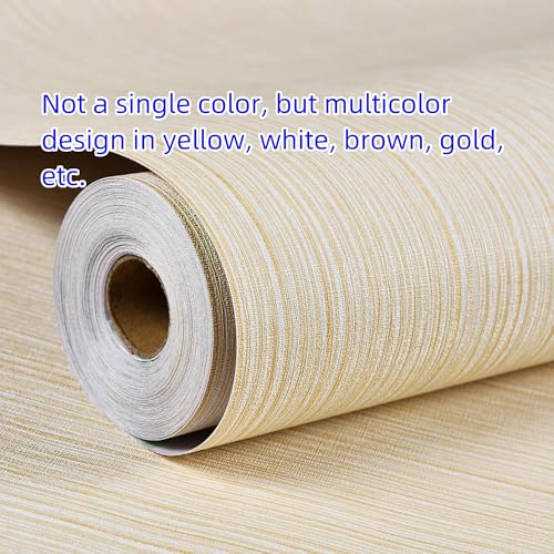 Haimin Grasscloth Wallpaper Textured 24in X 393in Fabric Contact Paper Textured Linen Wall Paper Peel and Stick Self-Adhesive Thick Vinyl Embossed Wallpaper (Yellow) - color: Yellow